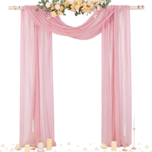 Socomi Wedding Arch Draping Fabric 29" x 20Ft 1 Panel Dusty Rose Sheer Outdoor Curtain Drapes Extra Long for Bridal Baby Shower Ceremony Birthday Party Decor