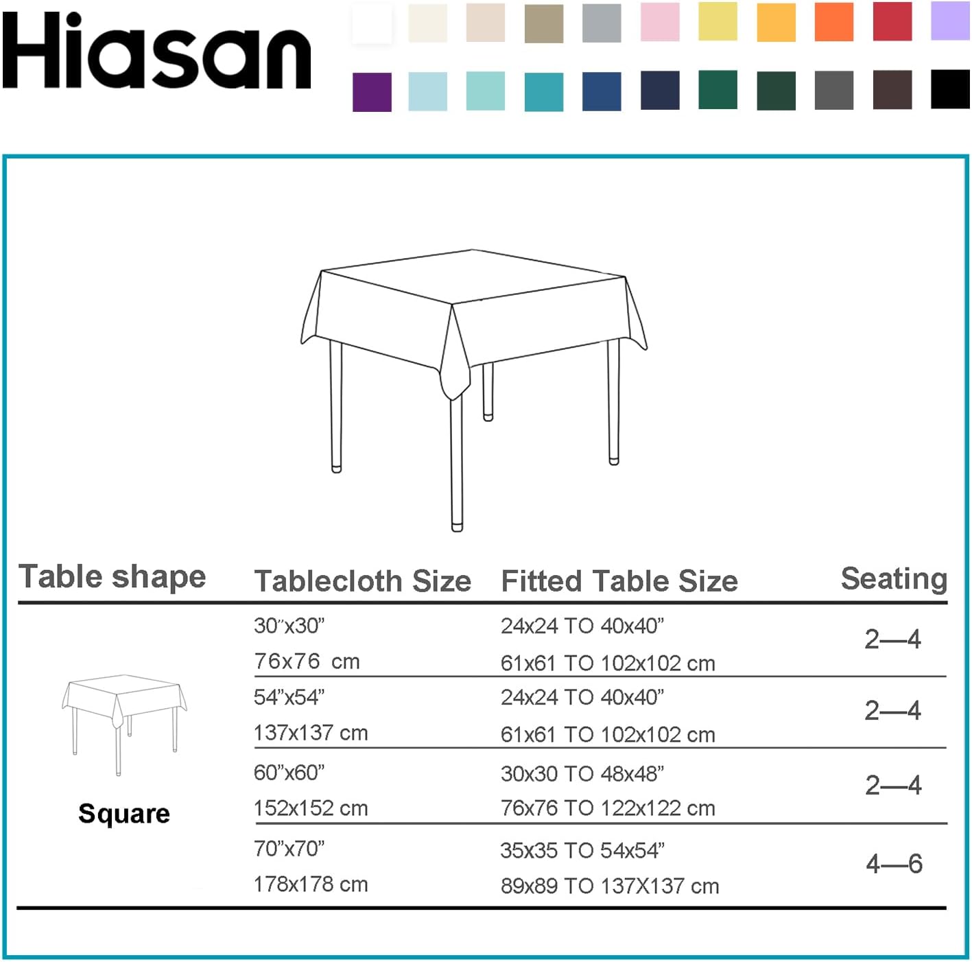 Hiasan Light Yellow Tablecloth Square - Waterproof and Wrinklr Resistant Washable Polyester Fabric Table Cloth for Dining Room and Outdoor Use, 30 x 30 Inch