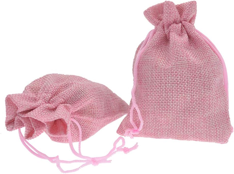 20Pcs Burlap Bags with Drawstring, 5x7 Inch Jute Gift Bags Bulk for Christmas Wedding Party Favors, Jewelry and Treat Pouches (Pink)