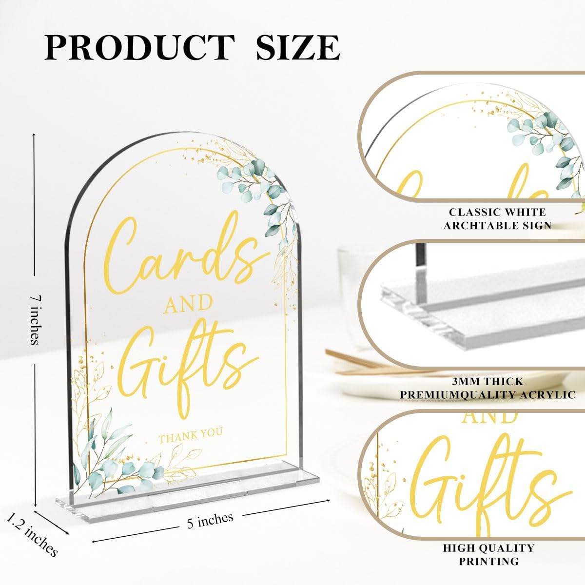 4-Piece Acrylic Wedding Sign Set for Ceremony & Reception - 5x7 Inch clear Guest Book, Cards & Gifts, Please Sign Our Guest Book, Please Take One, In Loving Memory - Wedding Decor Bundle