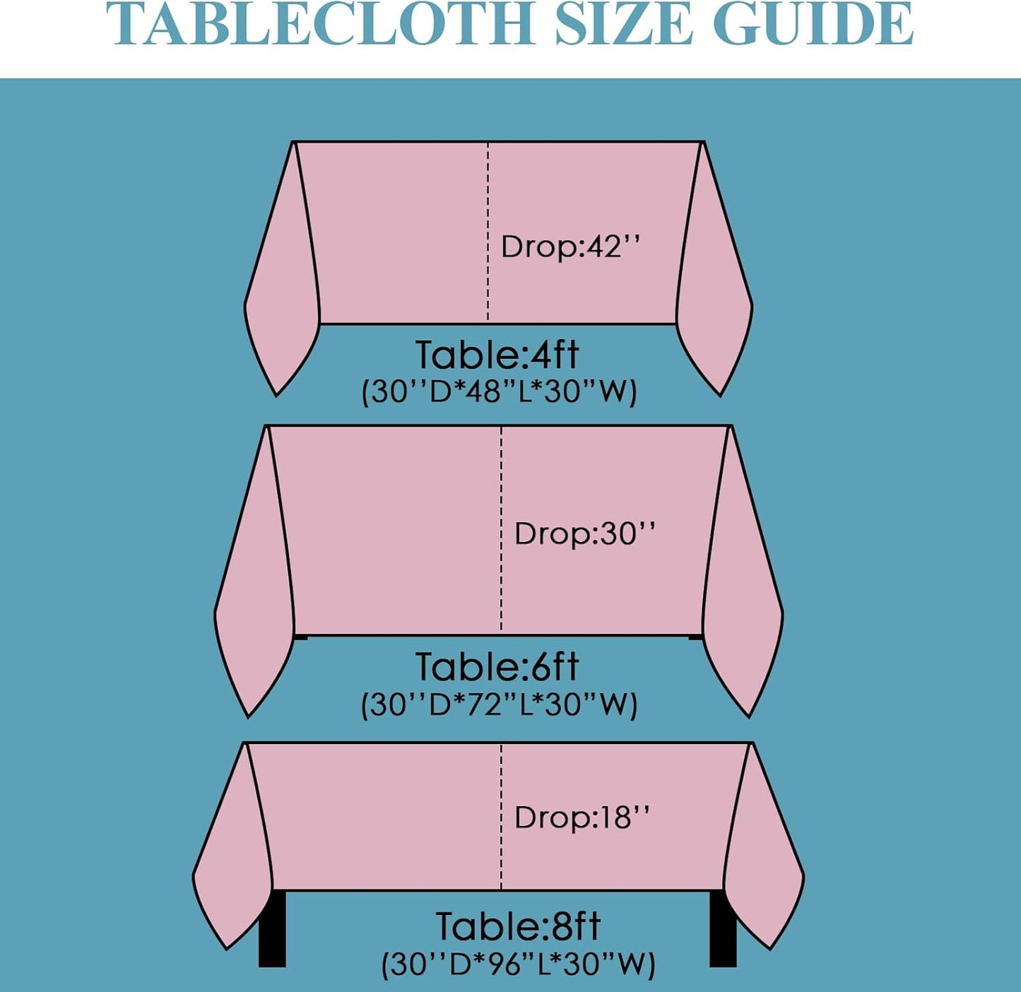 VidaFete Tablecloth 10 Pack 90 * 132inch Rectangle Table Cloth Polyester, Stain Wrinkle Resistant Polyester Dining Table Cover for Kitchen Dinning Party Wedding Rectangular Buffet Decoration(Pink)