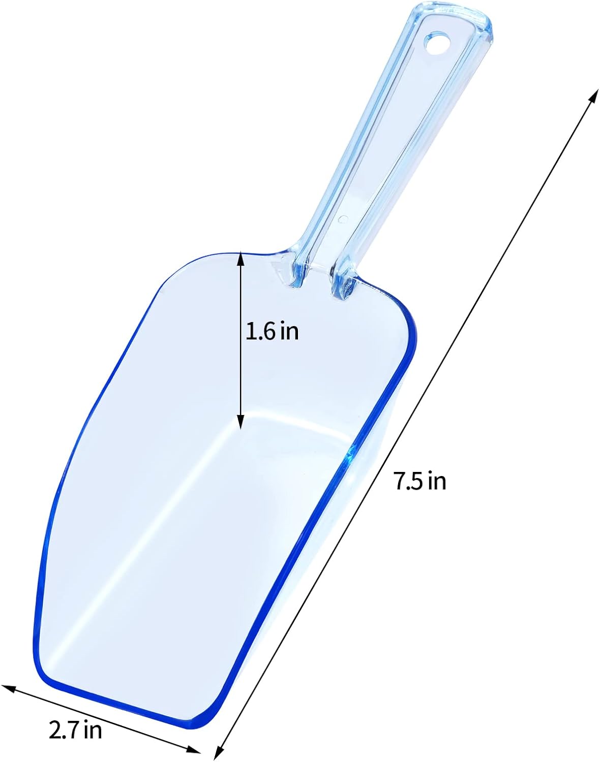 Ice Scoop Candy Buffet Containers Scoopers, Hmxpls Blue Plastic Scoop for Popcorn Cookie Candy Buckets, Podpocket Acrylic Large Scoops for Parties Wedding Bar Jars Freezer Dry Goods （6 Pack 7.5 In ）