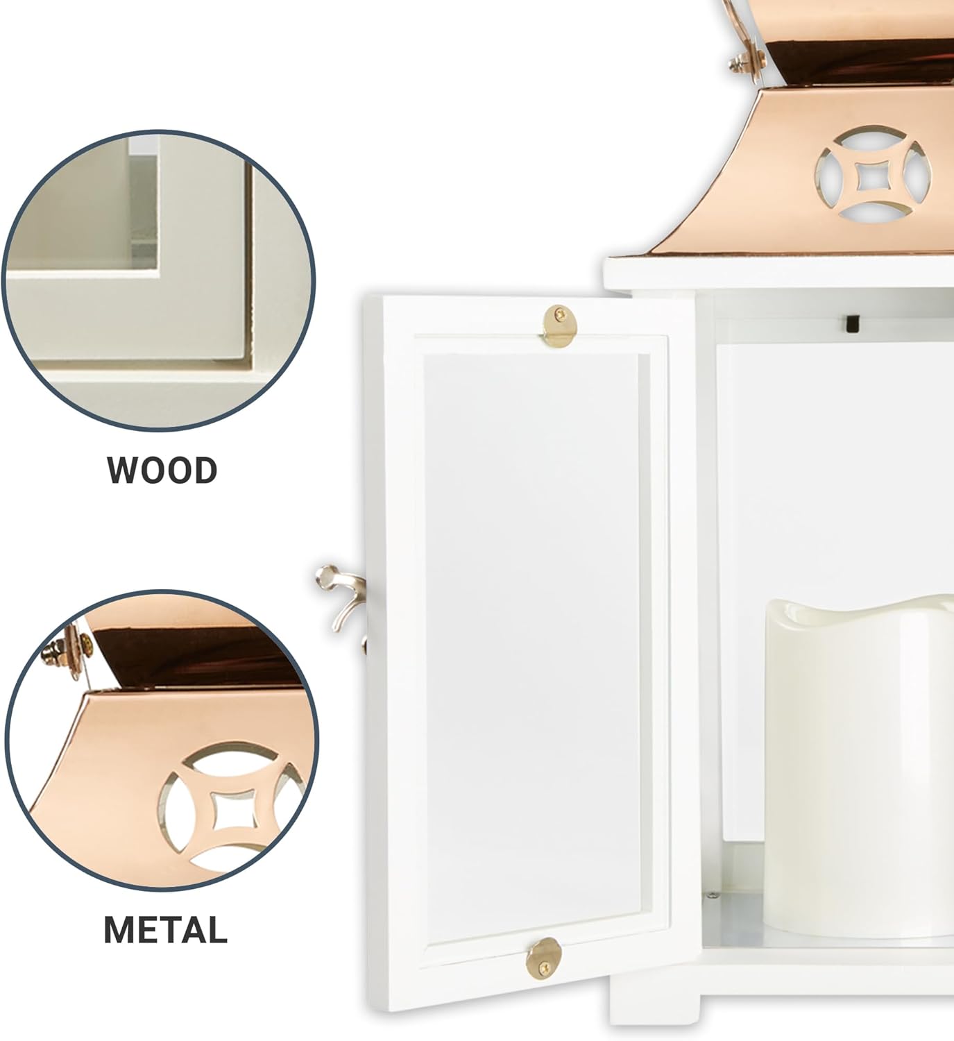 Let's Make Memories Personalized Memorial Lantern - Sympathy - Condolences - LED Candle - Automatic Timer - Wood/Stainless Steel - Copper Finish - Keep The Light On