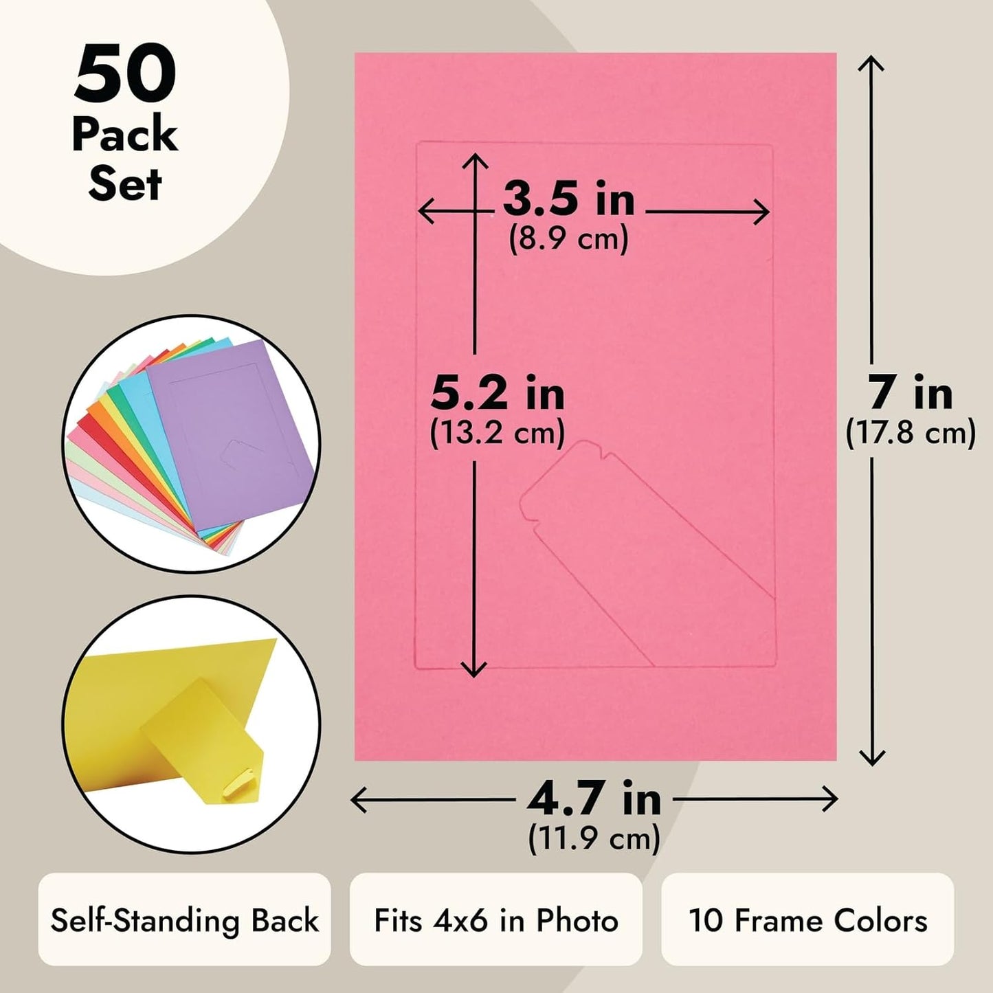 Juvale Cardstock Picture Frames - 4x6 in, Multicolor, 50 Pack - Paper Photo Frames for DIY & Classroom Crafts