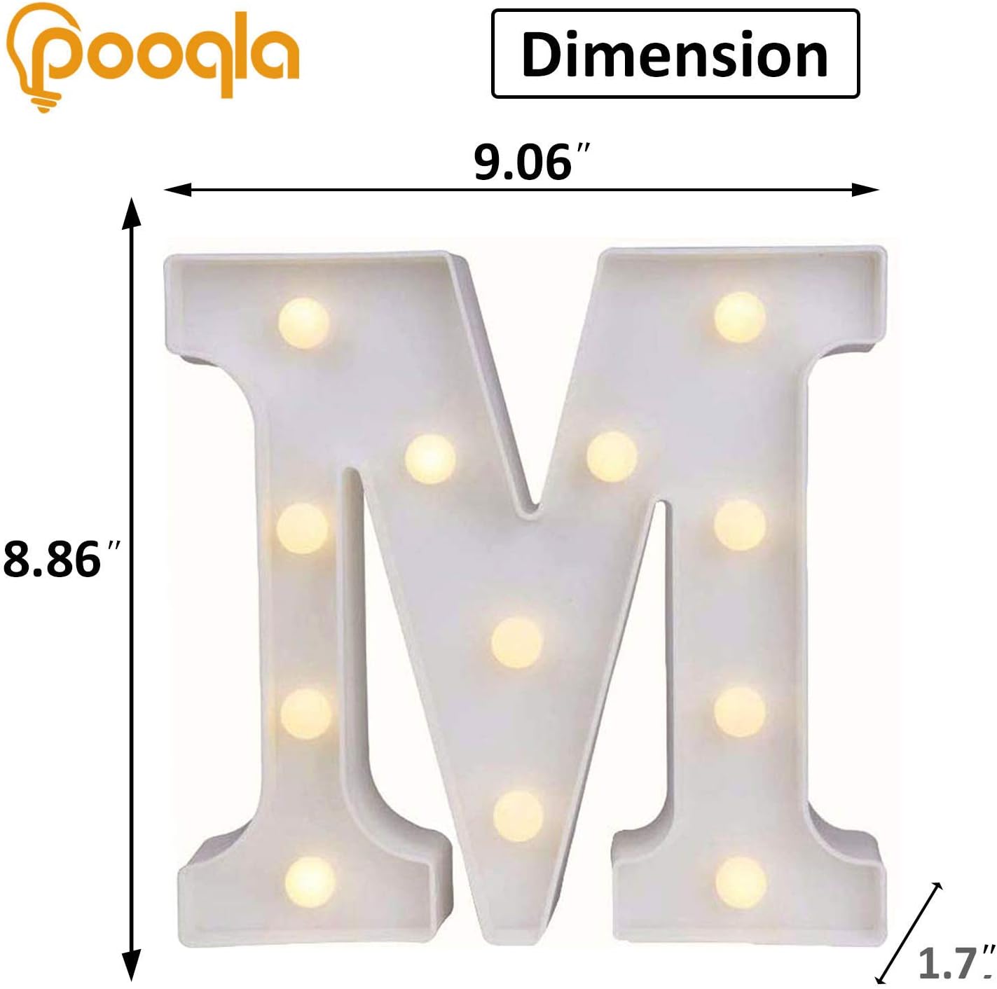 Pooqla LED Marquee Letter Lights Sign, Light Up Alphabet Letter for Home Party Wedding Decoration M