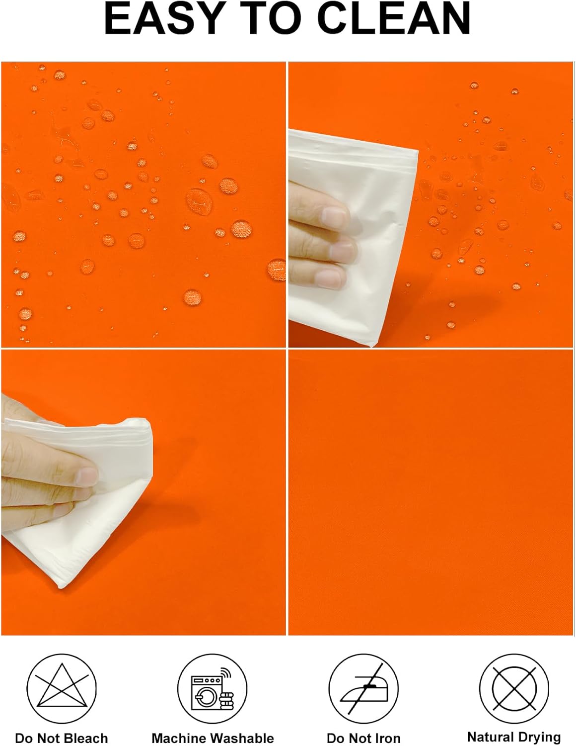 Fokitut 2 Pack Waterproof Square Tablecloth, 52x52 Inch, Stain Resistant and Wrinkle Polyester Table Cloth, Fabric Table Cover for Kitchen Dining, Wedding, Party, Holiday Dinner-Orange