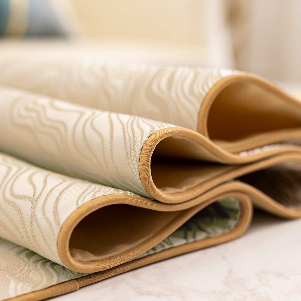 Avigers 12 x 72 Inch Decorative Luxury Abstract Striped Beige Table Runners with Tassels for Home Living Room Bedroom Art Decor Wedding