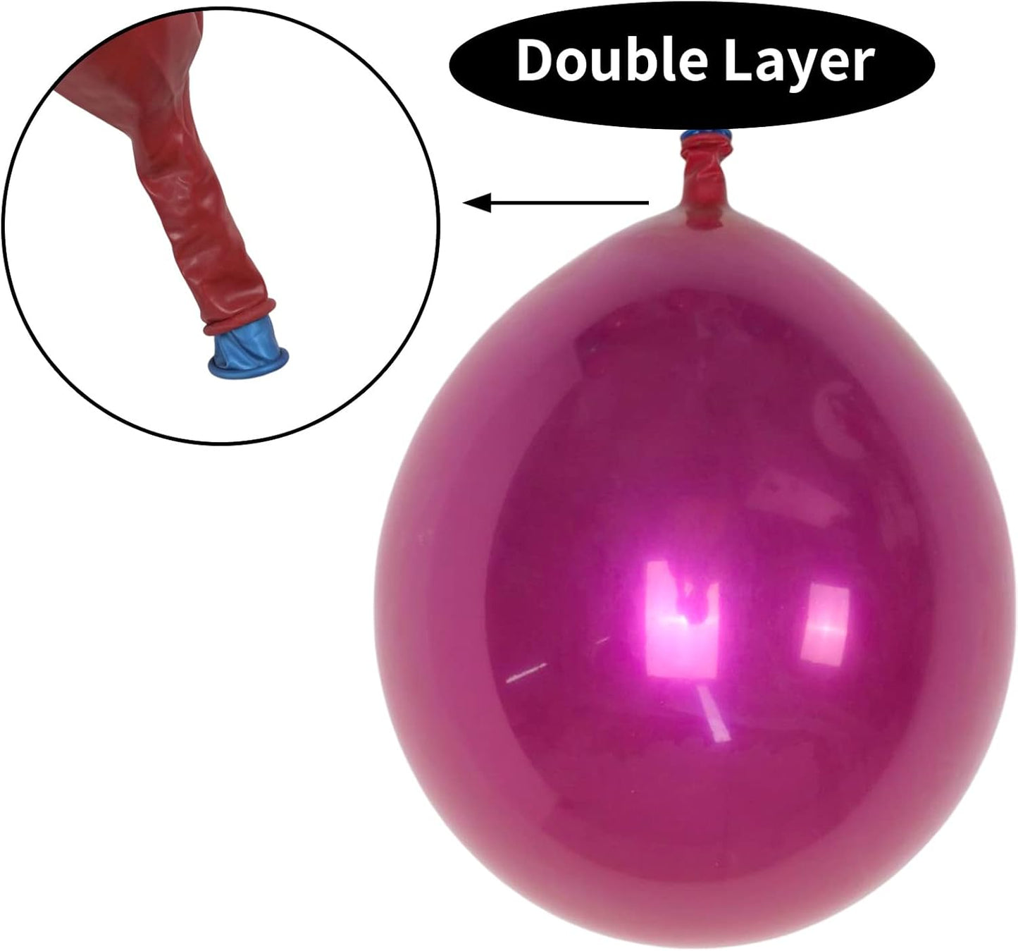Chrome Fuchsia Balloons 12 Inch, Double-Layered Metallic Fuchsia Pink Balloons, Shiny Thick Chrome Metallic Magenta Latex Helium Fuchsia Balloons Magenta Balloons for Birthday Wedding Party Decoration