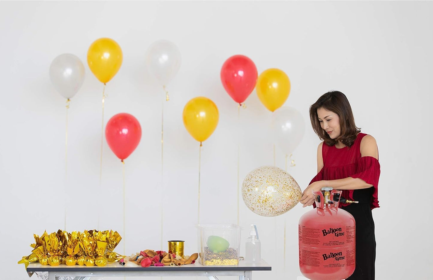 ROYALHOUSE Metallic Plastic Wrapped Balloon Weights for Party Decorations, 12 Pcs (Gold)