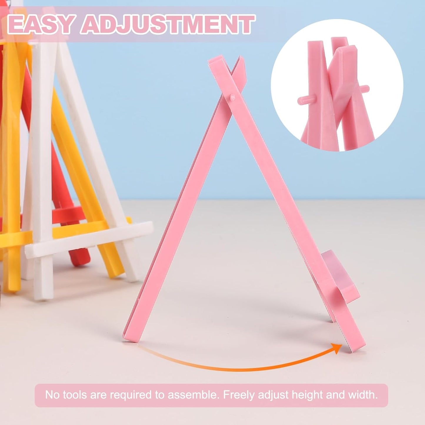 MECCANIXITY Mini Plastic Display Easels, 6.3"x3.4"A-Frame Plastic Painting Tabletop Easels Holder Stand for Photos Cards Artists Beginners Displaying Small Canvases Art(Pack of 12, Blue)