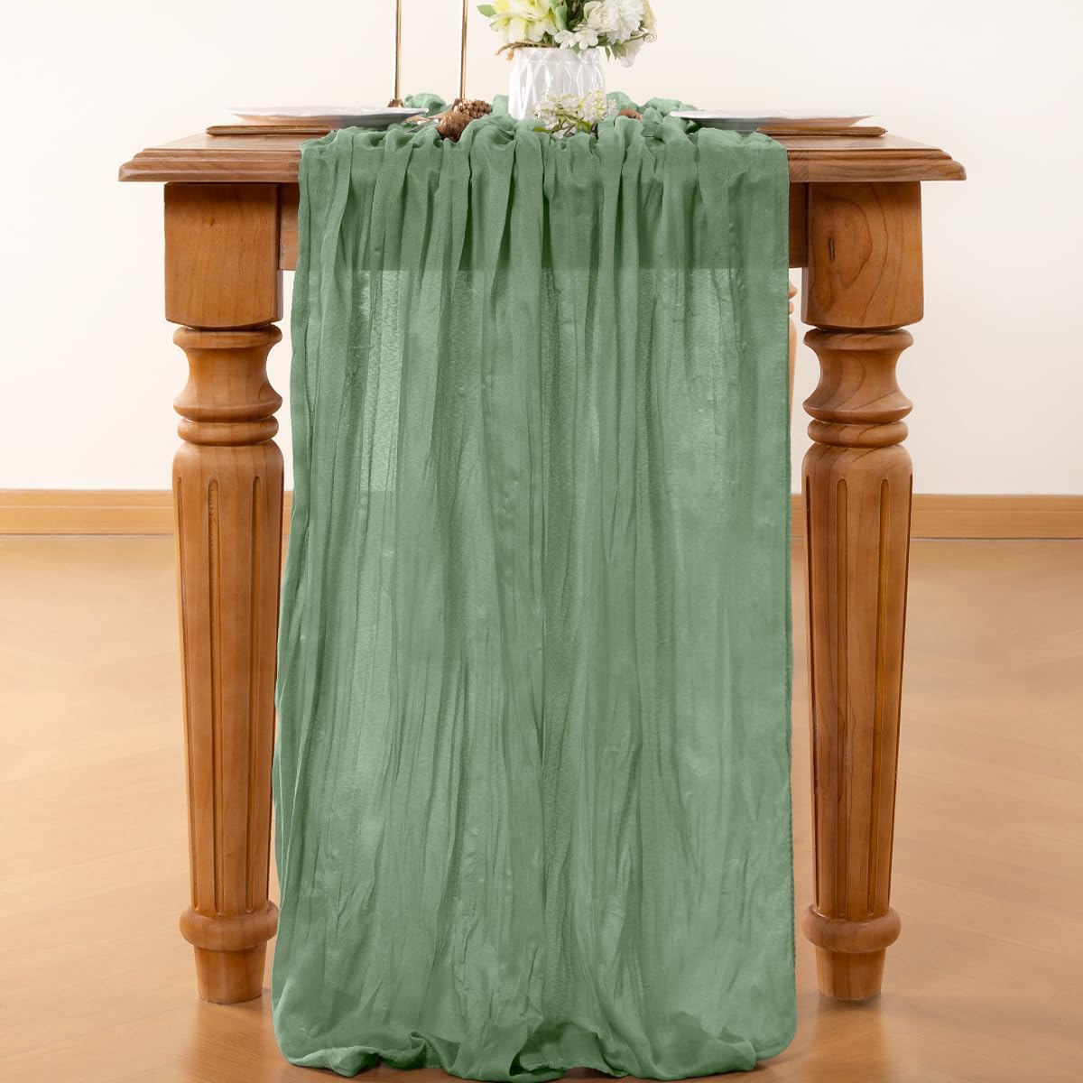 Sage Green Table Runner Cheesecloth Table Runner 14FT Farmhouse Table Runners 160 Inches Fall Table Decor Dining Room Centerpiece Wedding Boho Baby Shower Birthday