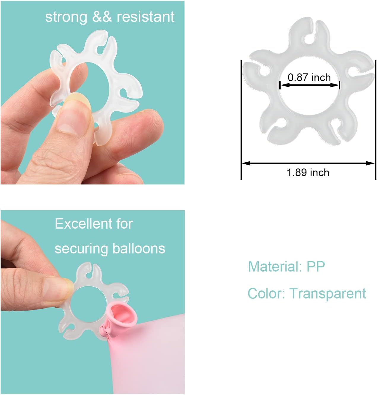 100PCS Balloon Arch Clips, Reusable Balloon Clips for Balloon Arch, Plastic Balloon Supplies for Stand, Balloon Garland Clips for Party Wedding Baby Shower Decorations