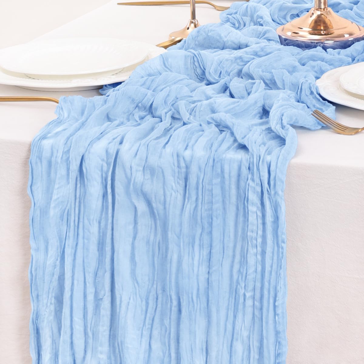 Light Blue Table Runner Cheesecloth Table Runners 10 Pack 10FT Baby Shower Decoration 120 Inches Fall Table Decor Dining Room Centerpiece Wedding Boho Baby Shower Birthday