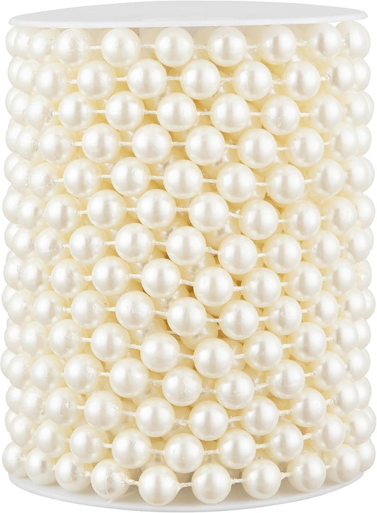 33 Feet Faux Pearl Beads Garland 10mm Craft String Pearls for Wedding Centerpiece Christmas Tree and Flowers Decoration DIY(Ivory)