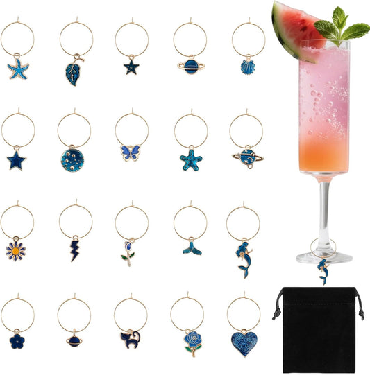 Wine Glass Charms Wine Charms for Stem Glasses Glass Markers Identifiers Tags for Christmas Tasting Party Favors Decorations