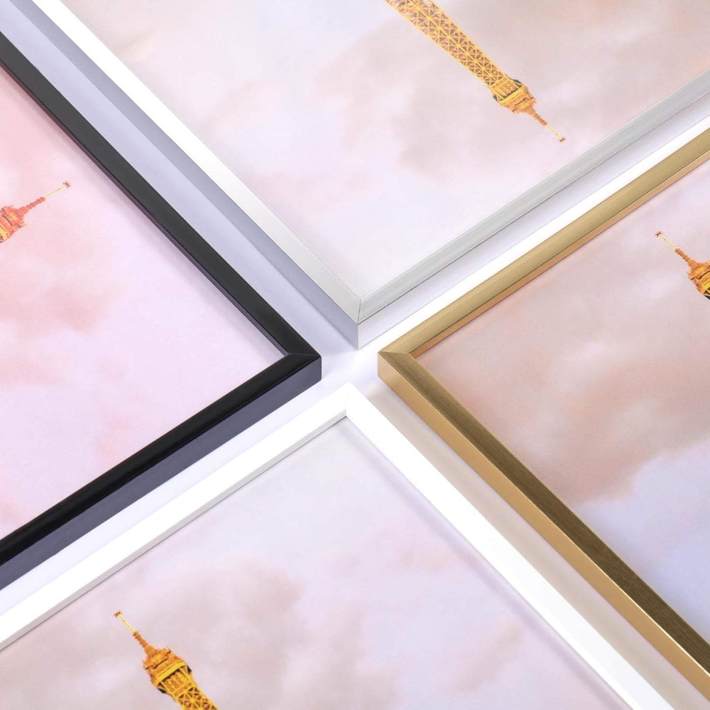 upsimples 8x10 Picture Frame Set of 3, Made of High Definition Glass for 8 x 10, Wall and Tabletop Display Thin Border Photo Frames for Home Decor, White