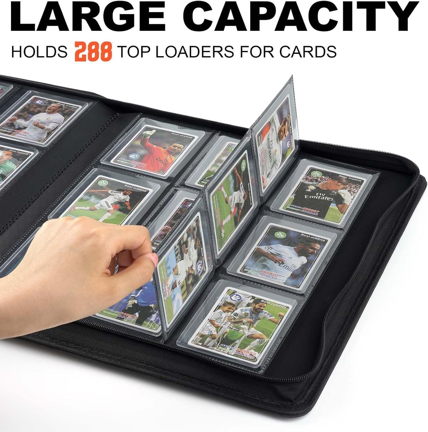 Toploader Binder with 9-Pocket Pages, Holds 288 "3×4" Rigid Toploader Hard Cases, Card Holder for Collectible Cards or Sports Cards, Durable Sleeves for Storage & Display (Emerald)