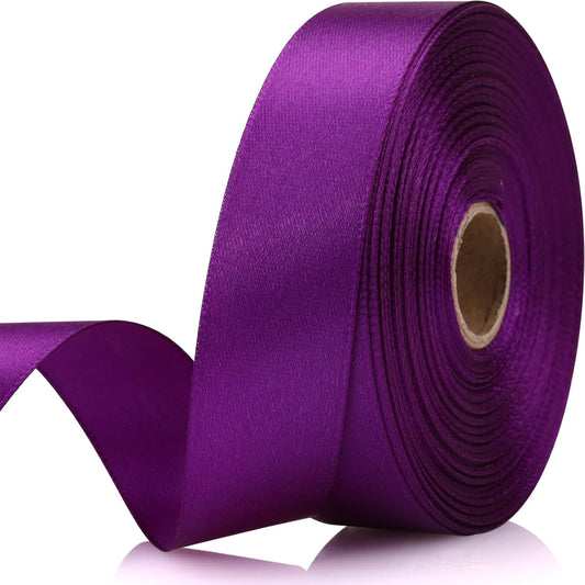 Purple Ribbon 7/8 Inch 30 Yards Satin Craft Ribbon-Single Face Polyester Ribbon for Handmade Roses,Gift Wrapping,Timeless Flower,Bouquets,Wedding and Party Decoration