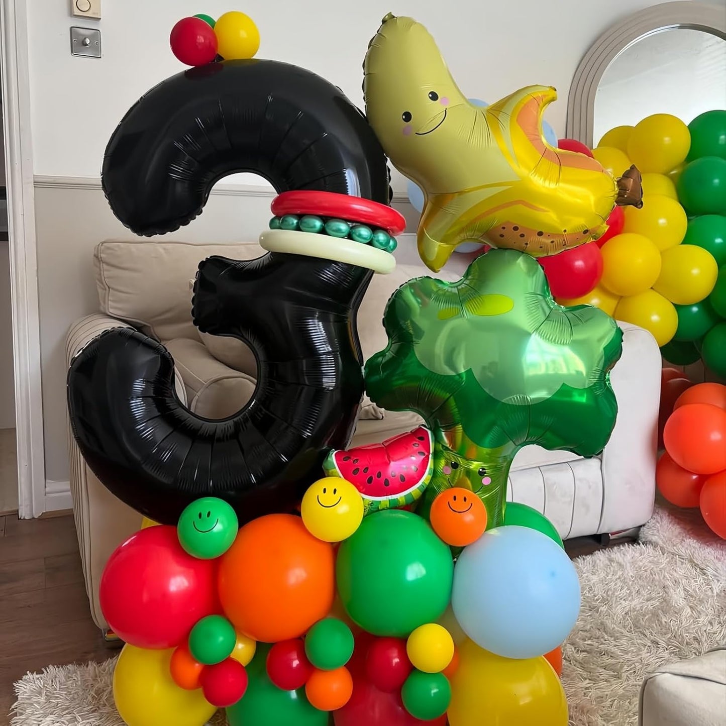 Black 7 Balloon Number,40 Inch Number 7 Balloon Large Black 7 Foil Mylar Helium Balloon for Birthday Party Decorations