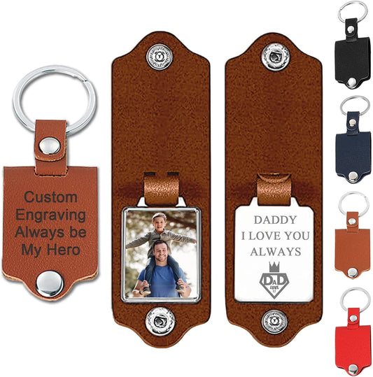 Personalized Custom Keychain with Picture - Turnable Double Sided Colorful Photo Key chains Memorial Gifts for Family Lover