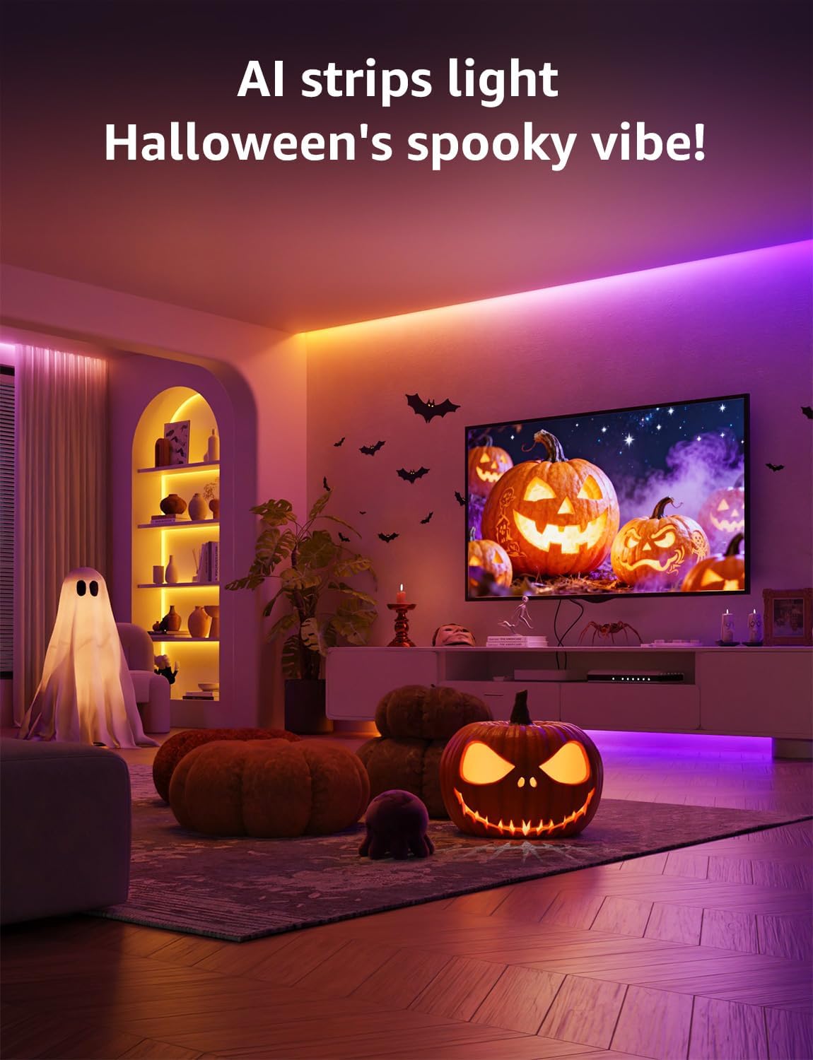 Lepro S1 AI LED Strip Lights for Bedroom - 50ft Smart RGB Light Strips with IC and Rainbow Chasing Effects, Color Segment DIY, AI Generated Lighting, No Remote, 2.4G Wi-Fi & Bluetooth