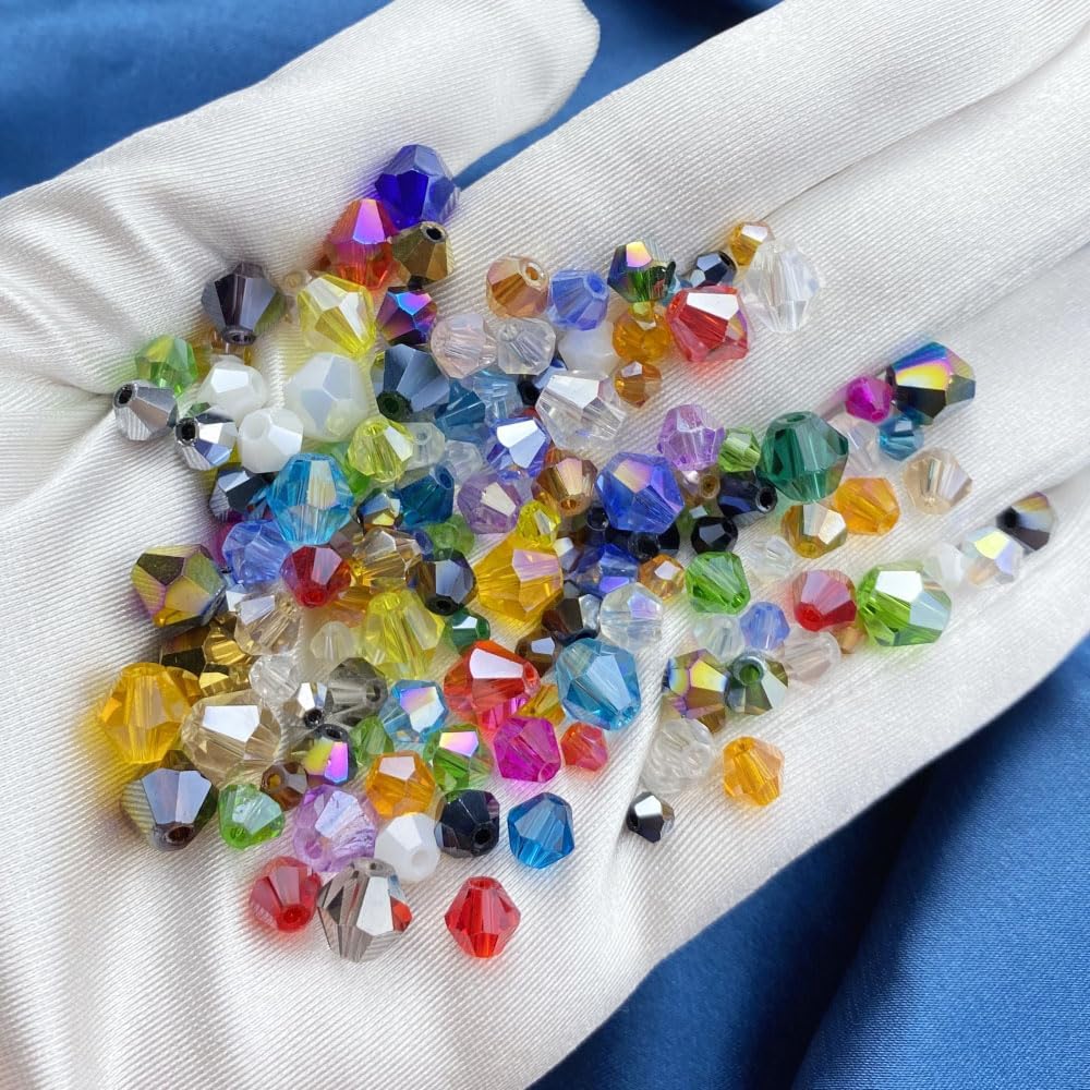250pcs 6mm Bicone Crystal Glass Beads Loose Spacer Beads Faceted Craft Beads for Jewelry Making DIY Necklace Bracelet Earring Wind Chimes Suncatchers Ornamen(Peacock Green AB)