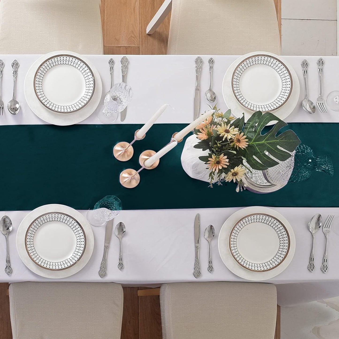6Pack Table Runner 12 x 108 Inches Satin Silk Table Runner for Wedding, Birthday Party, Banquets, Graduations Decoration, fit Rectange and Round Table-Hunte