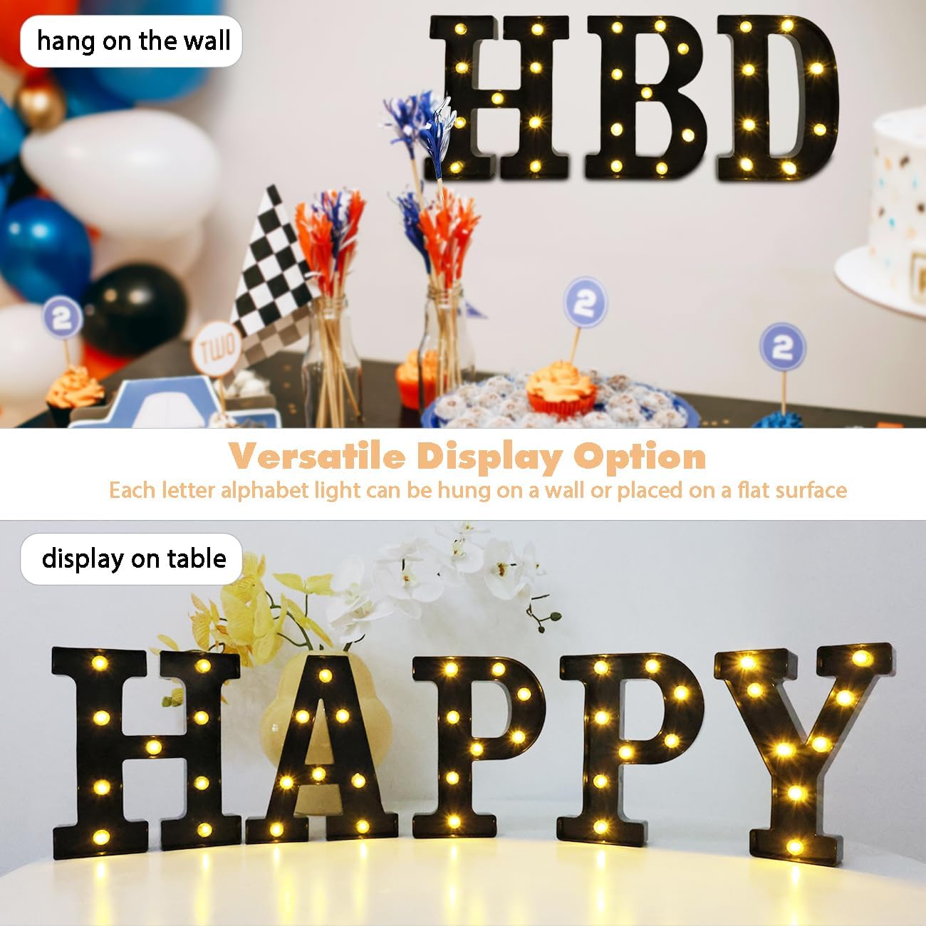 Led Marquee Letters, 8.58 Inch Black Light Up Letters, Small Led Letter Lights, Battery Powered Lighted Letterfor Table, Party, Birthday, Christmas Decor (Black, Letter O)