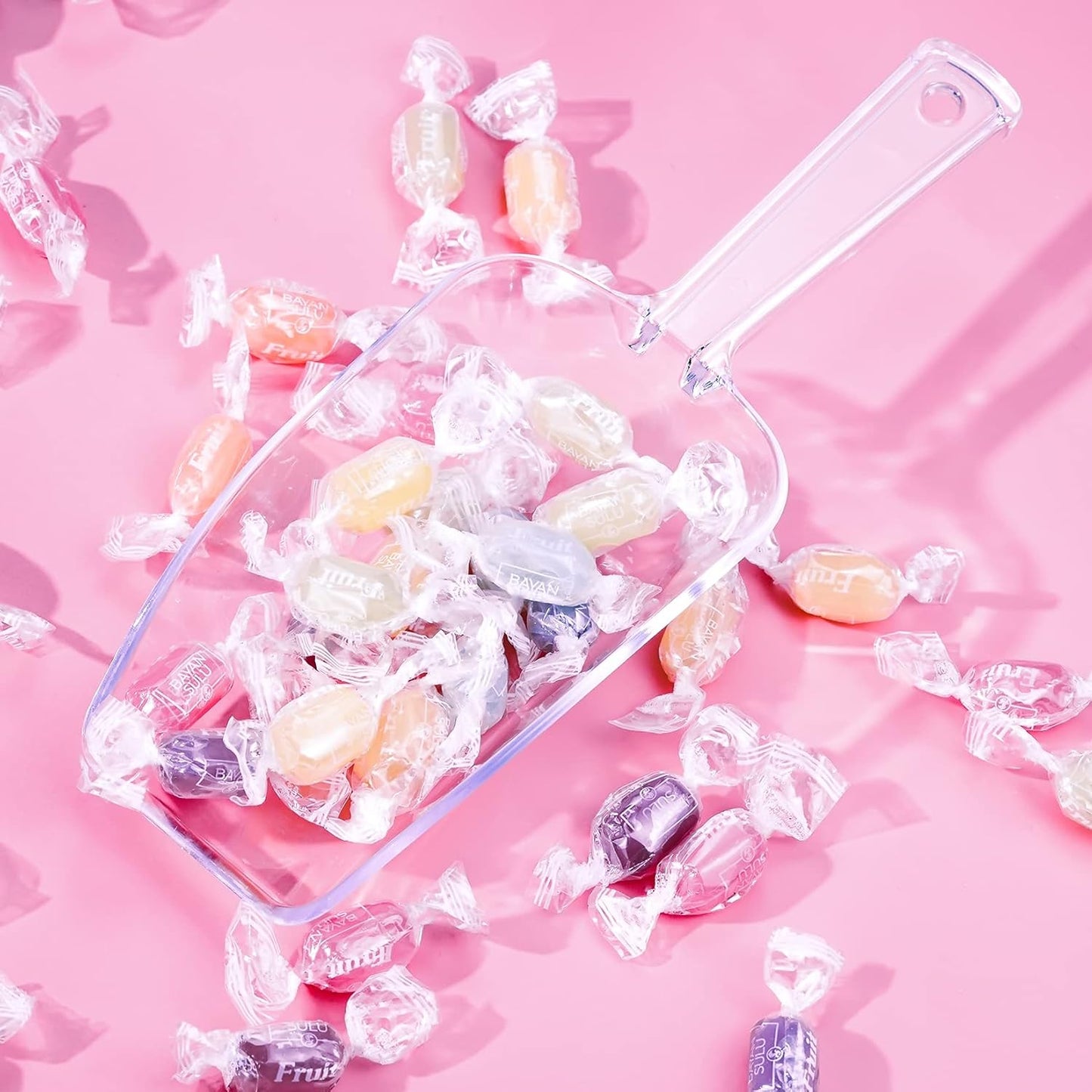 Ice Scoop Candy Buffet Containers Scoopers, Hmxpls Clear Plastic Scoop for Popcorn Cookie Candy Buckets, Podpocket Acrylic Large Scoops for Parties Wedding Bar Jars Freezer Dry Goods （6 Pack 7.5 In ）