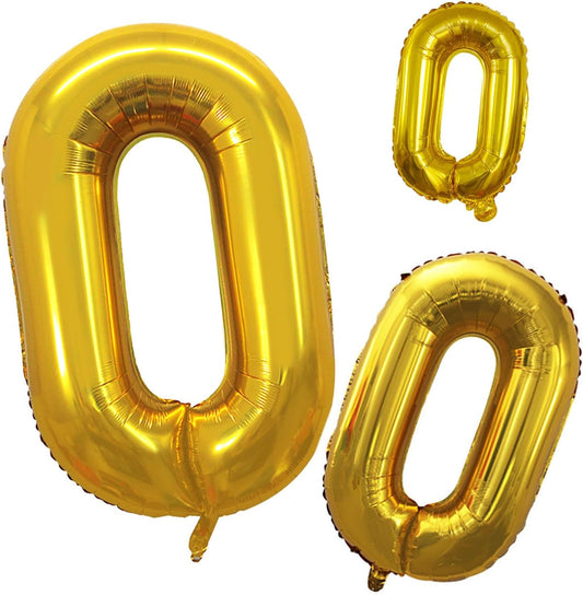 GOER 2 Pcs 42 Inch Gold Foil Balloons Number 0 for 10th 20th 30th 40th 50th 60th 70th 80th 90th 100th Birthday Party Supplies Anniversary Decorations