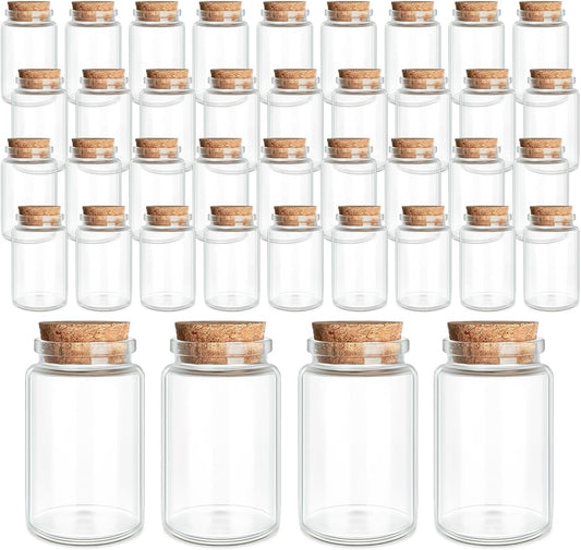 JIUYUE 10 pcs 50 ml Small Glass Bottles with Cork,Jars with Cork Lids(1.69 oz-1.45x2.75 inch)