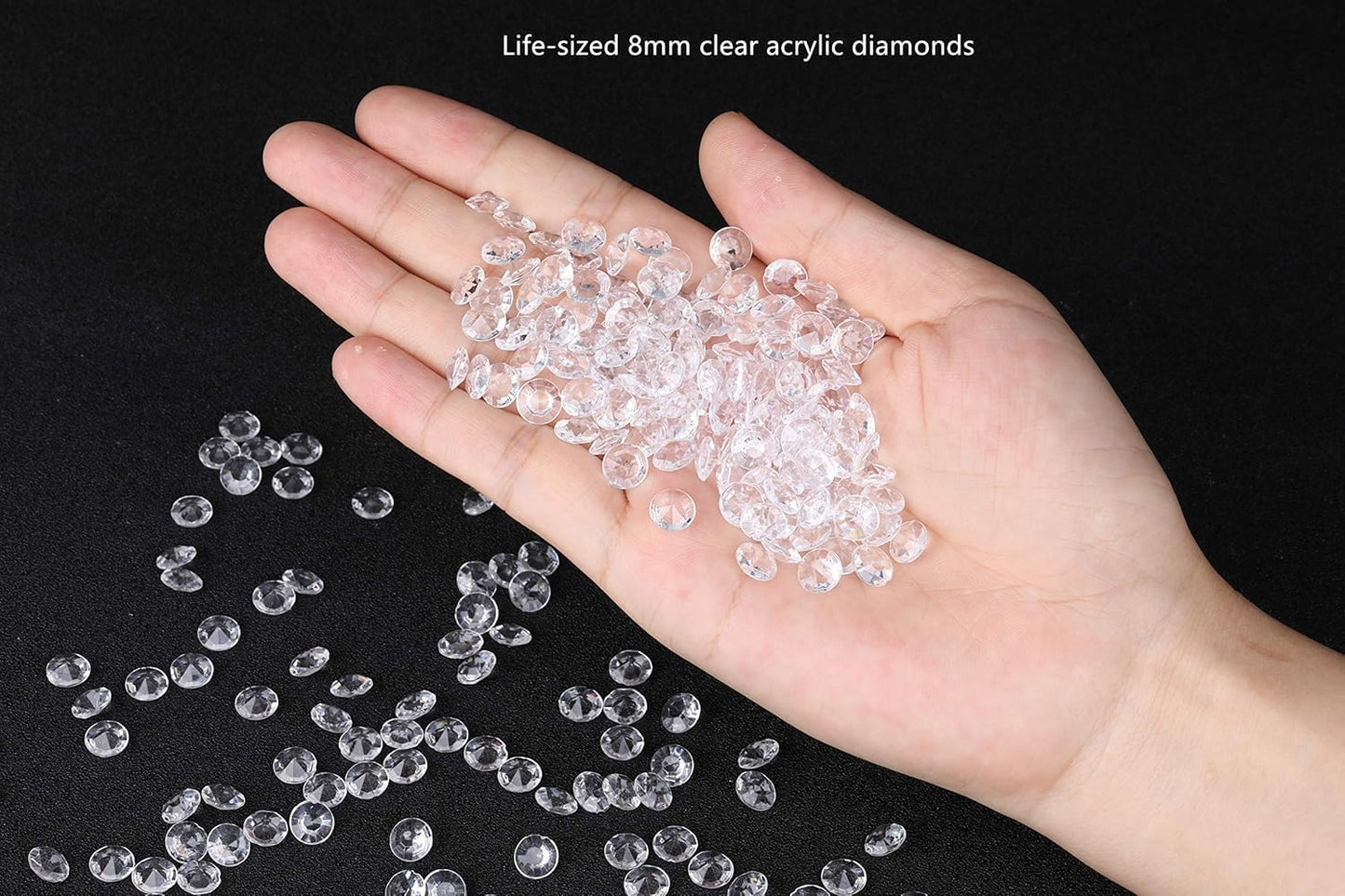 2000 pcs/Pack Wedding Table Scatter Confetti Crystals Acrylic Diamonds 8 mm Rhinestones for Wedding, Bridal Shower, Vase Beads Decorations (8mm, Black)