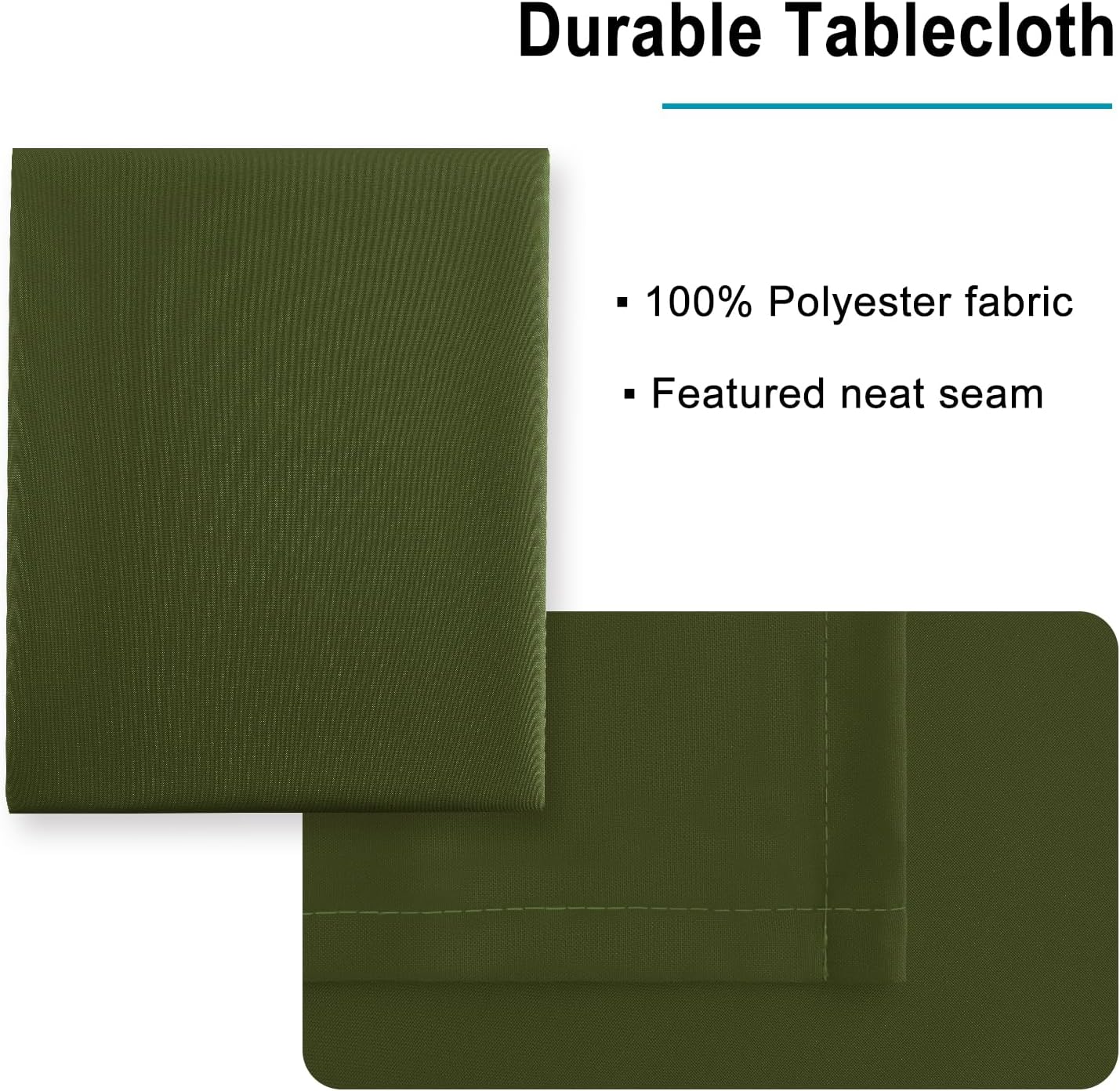 Hiasan Olive Green Tablecloth for Rectangle Tables - Waterproof and Spillproof Washable Fabric Table Cloth for Dining Room Kitchen Party, 60 x 102 Inch