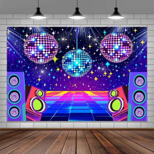 Dance Party Backdrop Retro 80s 90s Theme Stage Dance Ball Music Birthday Party Decoration DJ Photography Background 6 x 4 ft for Baby Shower Picture Photo Shoot Polyester Fabric,Multi2
