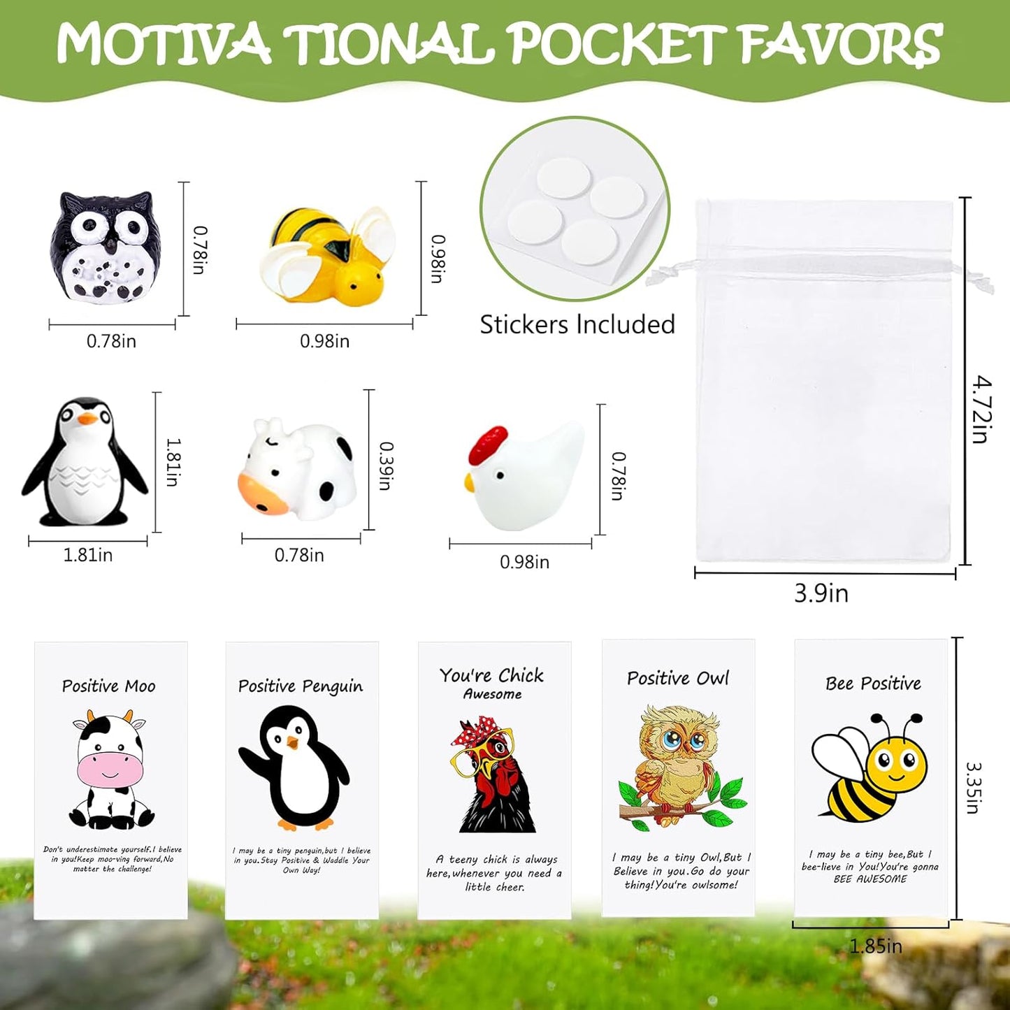 100 Set Employee Appreciation Gifts Bulk for Thank You Staff Back to School Student Teacher Office Coworker Nurse Pocket Gifts Animal Pun Inspirational Note Cards Penguin Rooster Bee Owl Cow Favors
