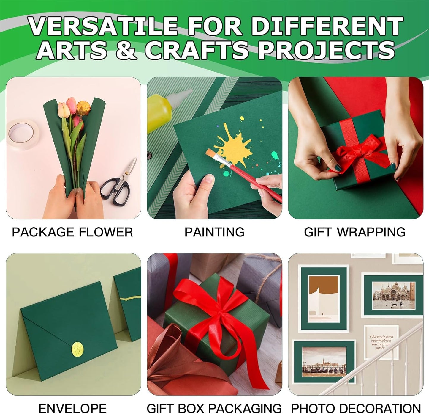 Vanhench 48" x 2400" (200') Green Wrapping Paper, Solid Color Kraft Art Paper for Gift Wrap Bulletin Board, School Supplies for Kids, Classroom Must Have, Arts & Crafts Supplies