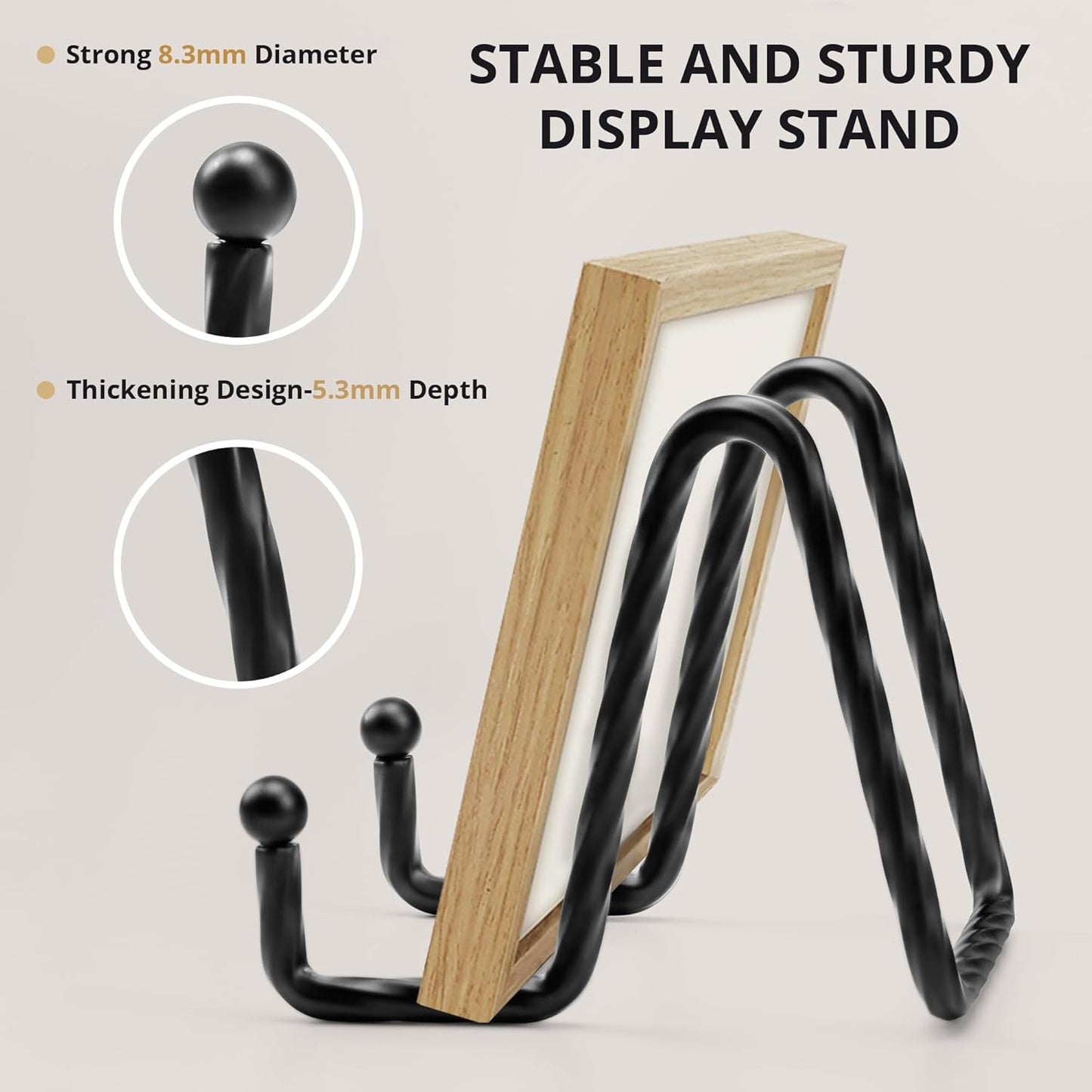 3 Pack 6inch Picture Stands for Display, Black Metal Plate Stands for Display - Decorative Plate Stand, Plate Holder Display Stand, Picture Frame Stand - Plate Display Stands for Picture Stand