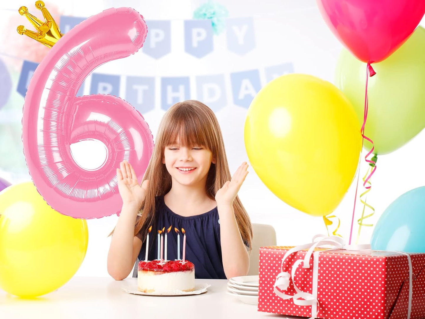 40 Inch Pink Number Balloon 0-9(Zero-Nine) with Crown, Big Size Happy Birthday Balloon, Foil Helium Big Number Balloon for Birthday Party,Wedding, Anniversary (PINK 9)