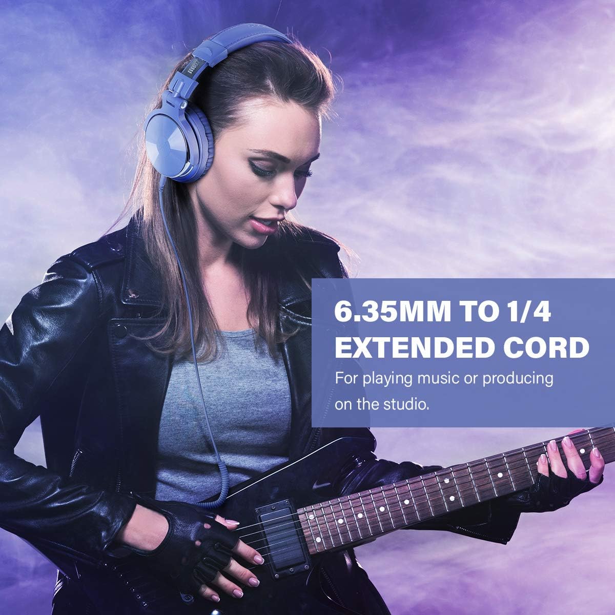 OneOdio Wired Over Ear Headphones Studio Monitor & Mixing DJ Stereo Headsets with 50mm Neodymium Drivers and 1/4 to 3.5mm Jack for AMP Computer Recording Podcast Keyboard Guitar Laptop - Light Blue
