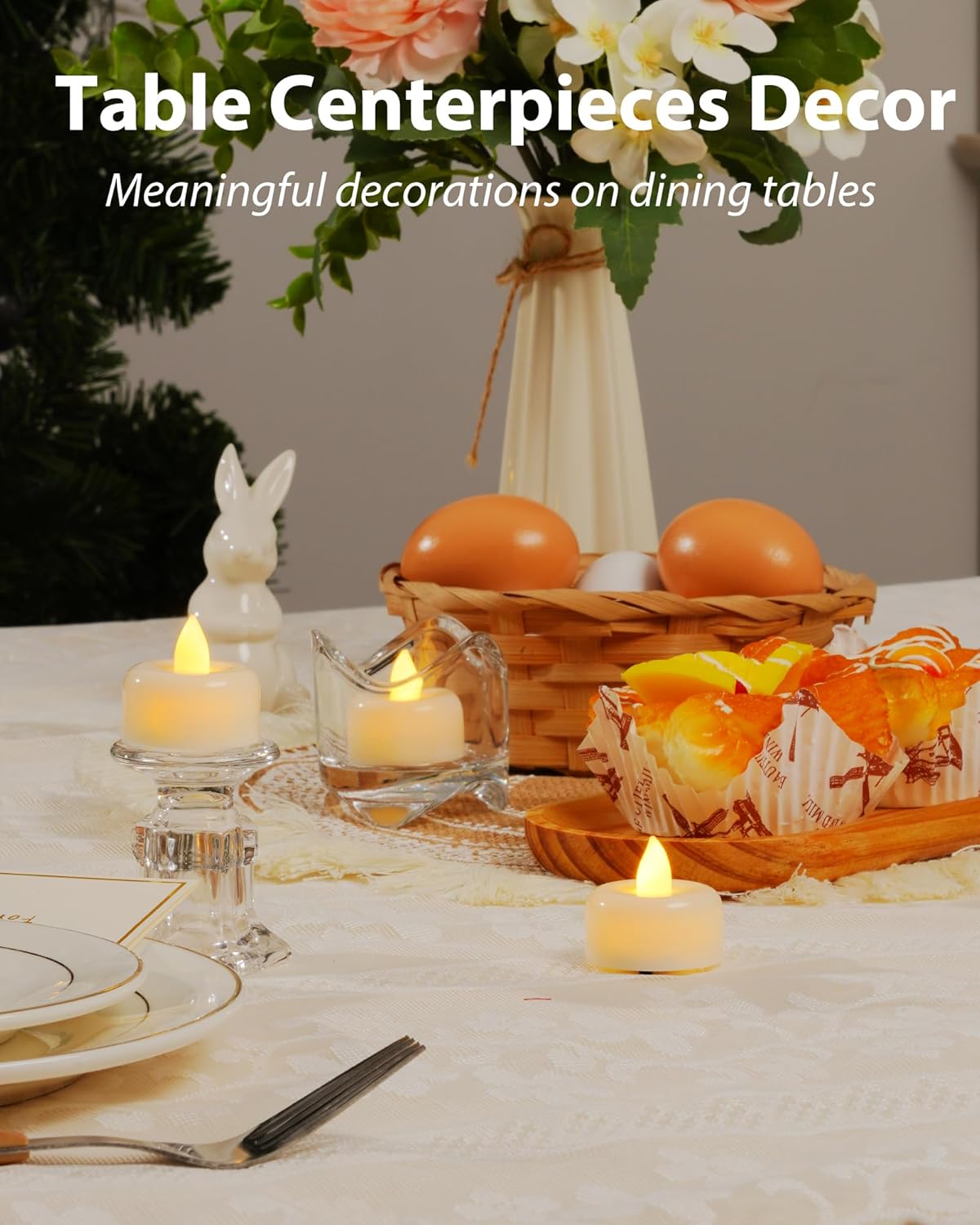 Amagic 50Pack Flameless LED Tea Lights Candles Battery Operated, Electric Fake Tealight Candles for Votive, Halloween, Christmas, Home Decor, Wedding, Table Decor (50Pack)