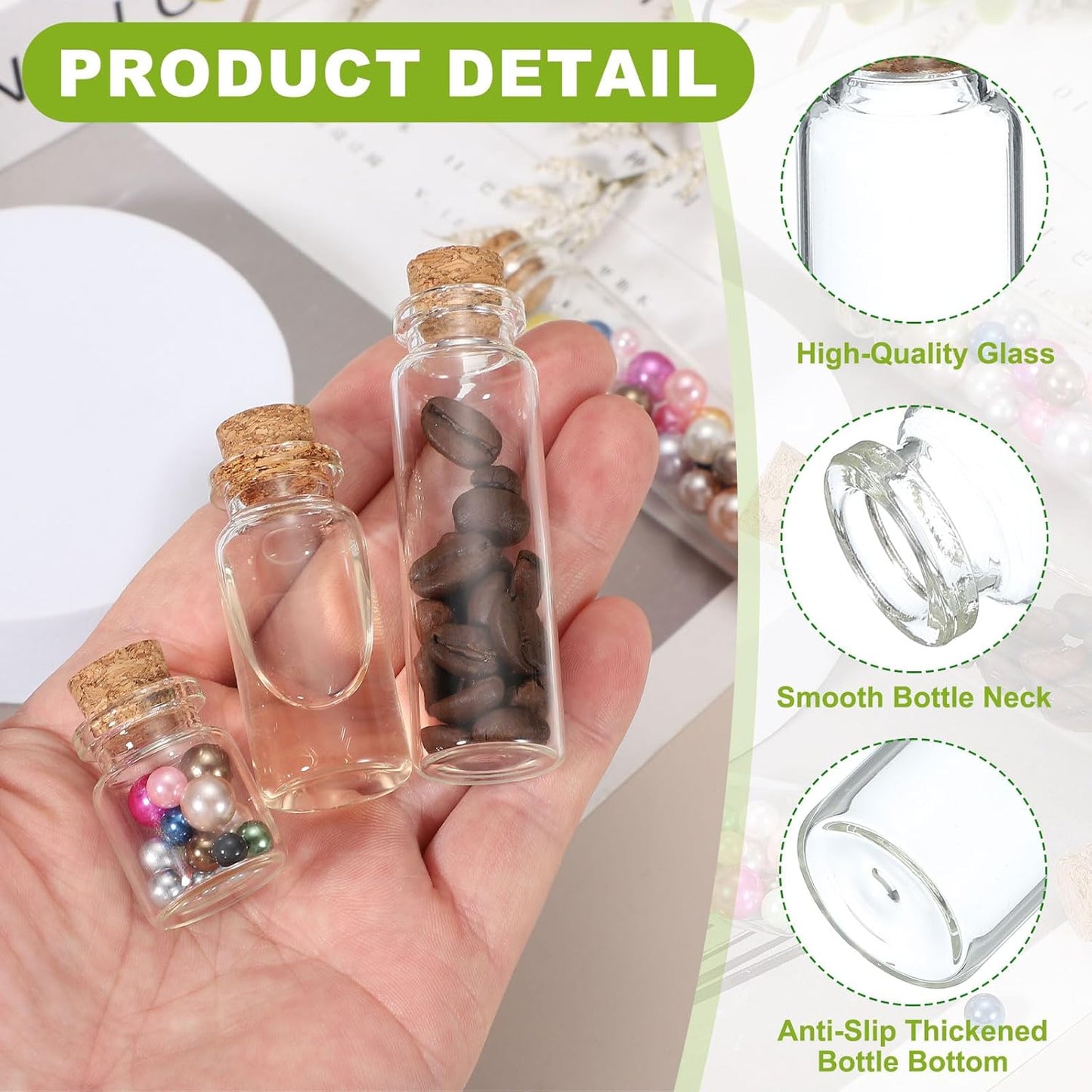 uxcell 10Pcs Mini Glass Bottles with Cork Stoppers, 20ml Small Clear Bottles Glass Empty Jars Vials for DIY Crafts Party Wedding Decor Favors