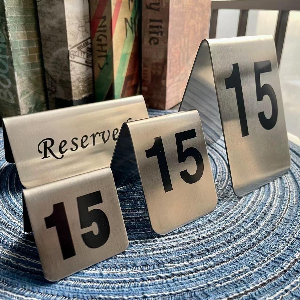10 Pcs Metal Place Cards Stackable Tent Style Table Numbers，Place Card Holders for Celebration Wedding Party Restaurants Cafes Bars Gatherings meeting Room Board Game Serial (Small 41-50, Black)