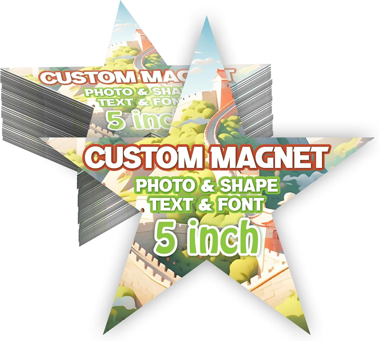 KETABAO – 5" Personalized Star Magnetic Photo Picture Magnet - Custom Refrigerator and Car Magnets for Decorations and Gifts
