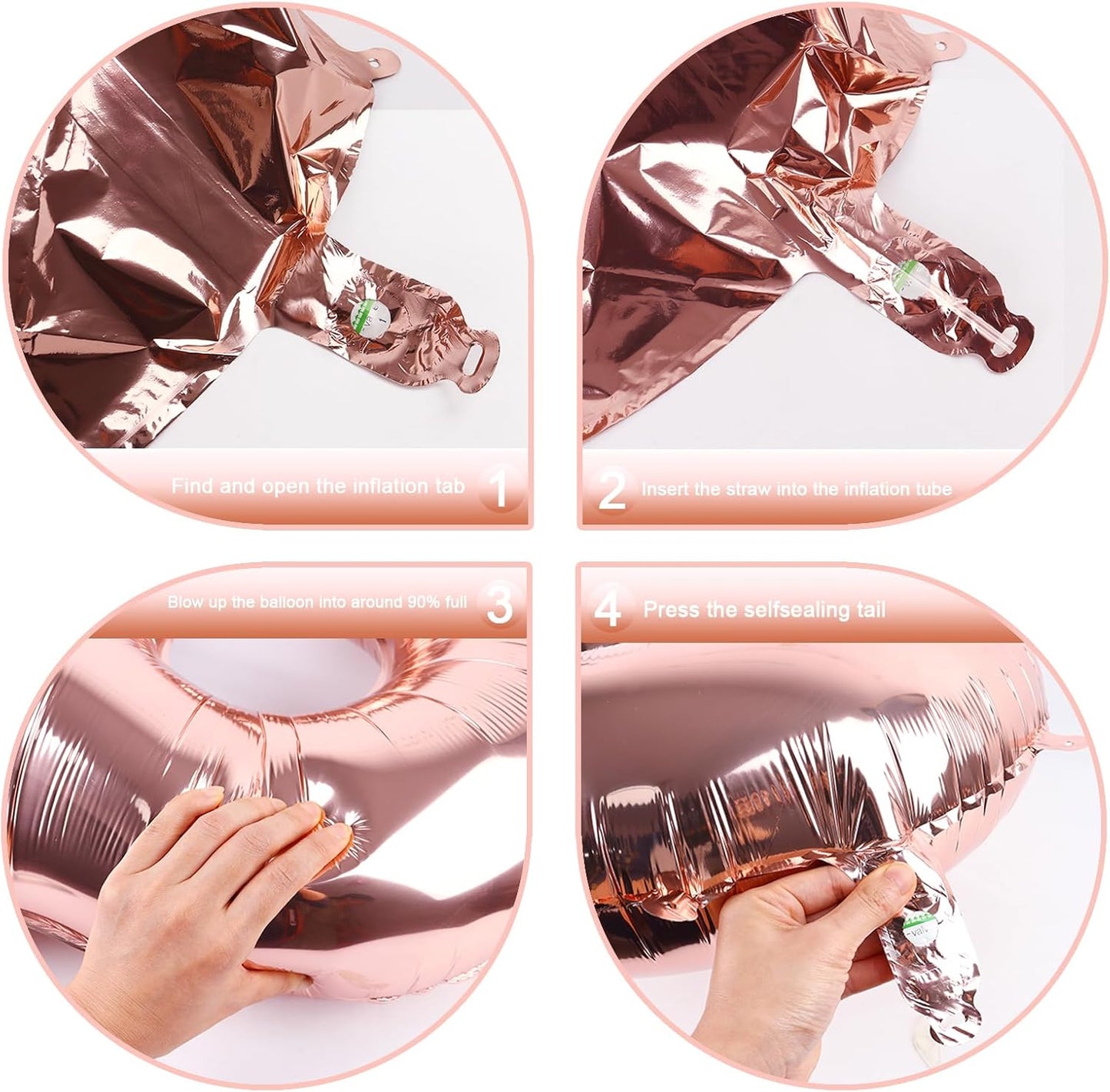 Digital Number 7 Rose Gold Birthday Balloon 40 Inch, Foil Balloons for 7 17 27 70 77 Party Decorations Supplies, Rose Gold Mylar Numbers Balloon for Seven Wedding Anniversary