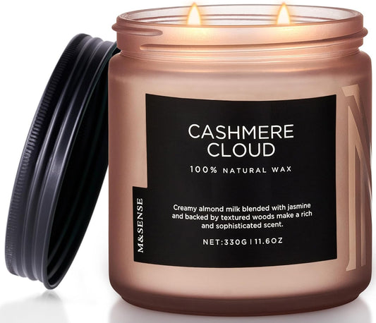 M&SENSE Creamy Almond Milk Scented Candle, 11.6oz Clean Non Toxic Natural Soy Wax Fragrance for Bathroom Bedroom 70 Hours Burn Time Candle, 2 Wick Aromatherapy Gifts for Housewarming