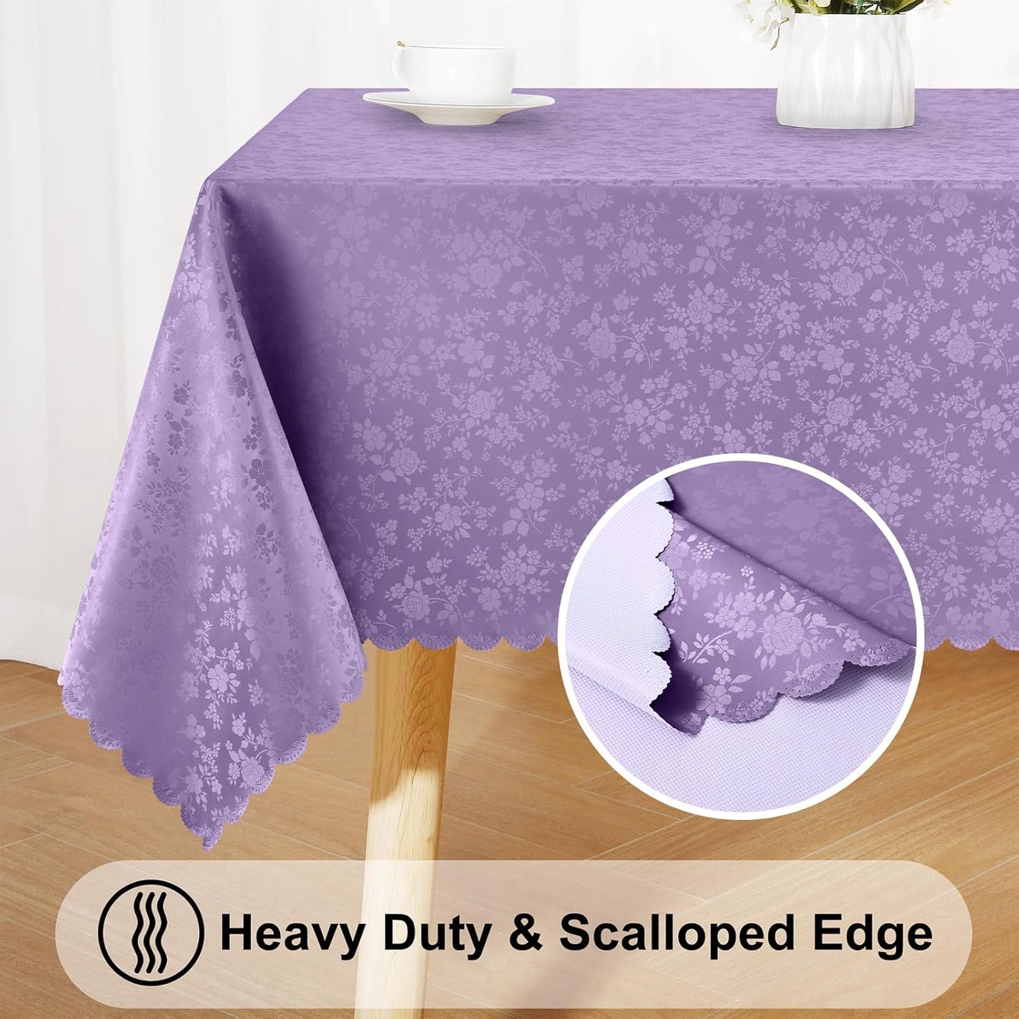 Smiry Rectangle Table Cloth, Waterproof Heavy Duty Vinyl Tablecloths, Wipeable Washable Table Cover for Kitchen and Dining Room (Purple, 52" X 70")