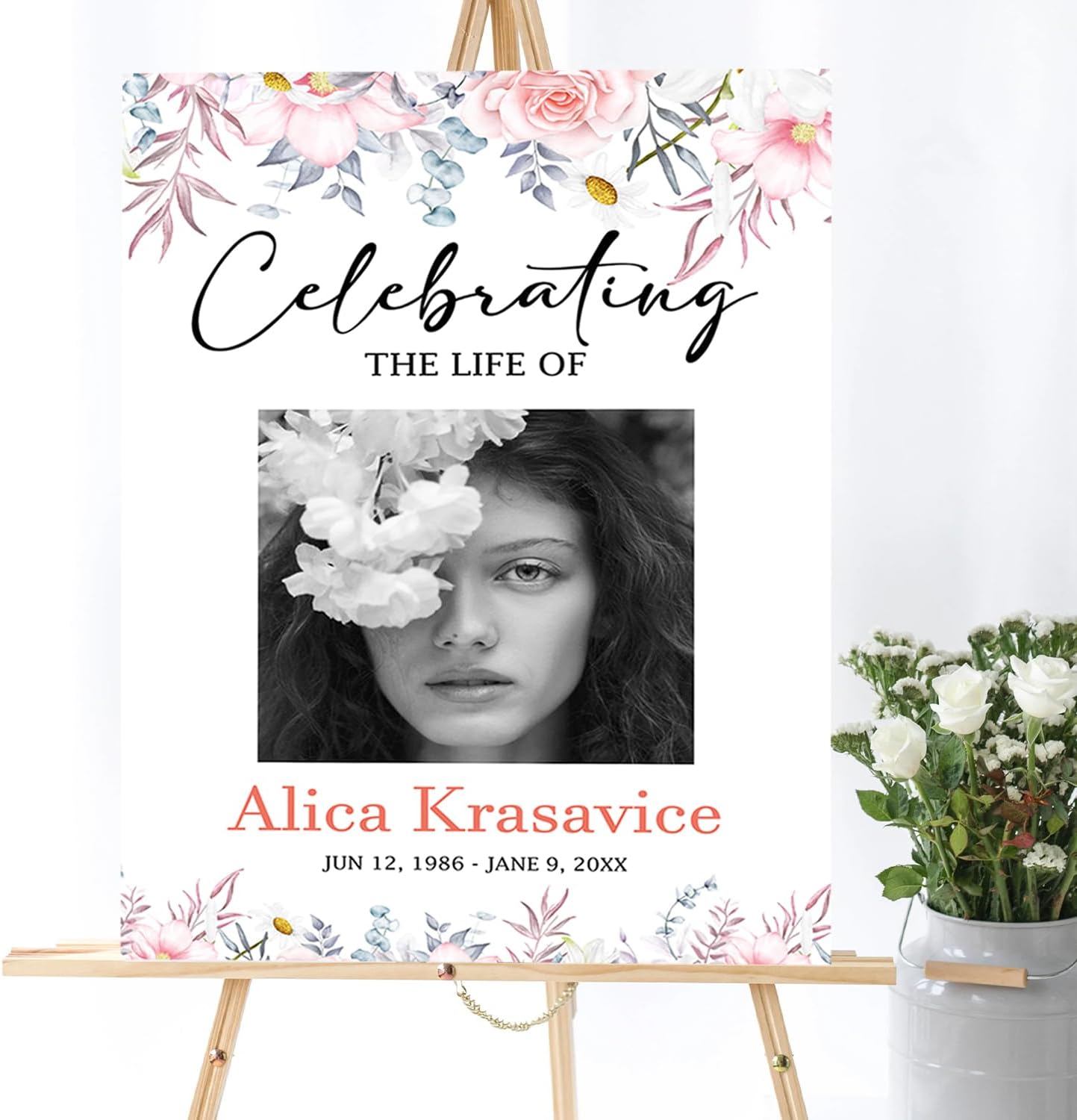 Celebration of Life Welcome Sign Blush Floral Memorial Sign Celebrating The Life of Funeral Sign Funeral Sign, Forever in our Hearts, Funeral Decor Idea, Funeral Program