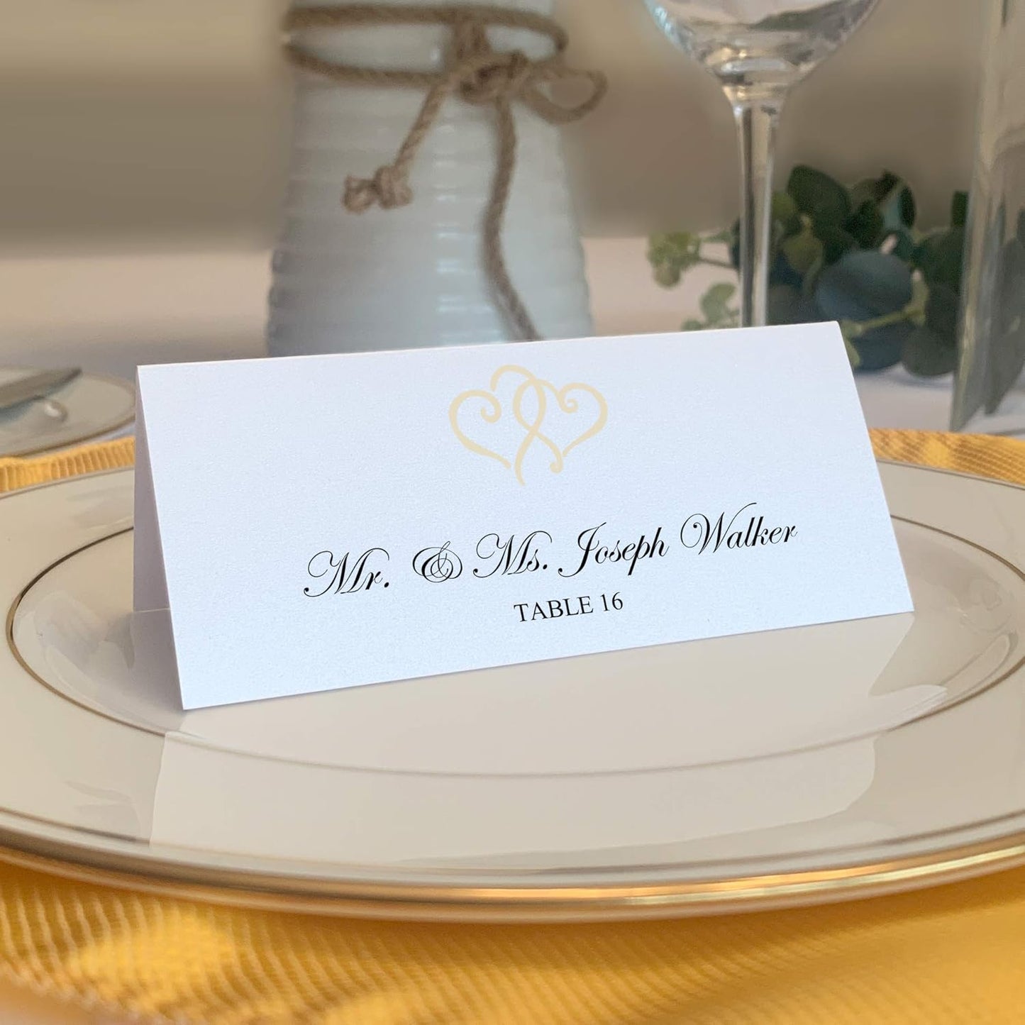 Linked Hearts Printable Place Cards, Ivory (Choose Color), Set of 60 (10 Sheets), Laser & Inkjet Printers - Wedding, Party, Dinner, and Special Events - Made in the USA
