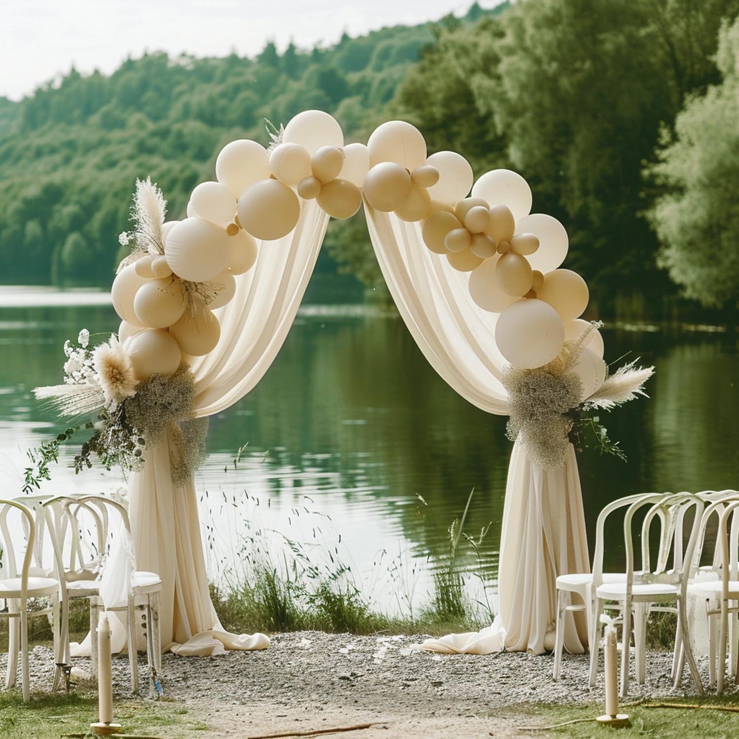 Wokceer Wedding Arch Draping Fabric 2 Panels 28.7" x 20FT Champagne Drapes Sheer Fabric Backdrop Arch Draping Fabric for Wedding Ceremony Birthday Party Bridal Shower Decoration