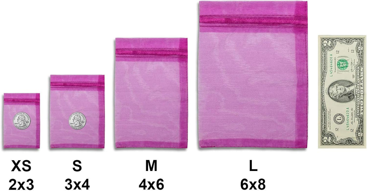 TheDisplayGuys 48-Pack 6x8 Hot Pink Sheer Organza Gift Bags with Drawstring, Jewelry Candy Treat Wedding Party Favors Mesh Pouch